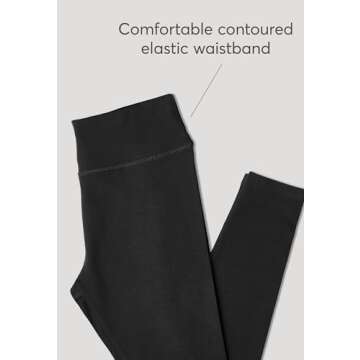 Pact Women's Go-to 7/8 Leggings, Organic Cotton No See Through Mid Rise Waisted Yoga Pants with Elastic Waistband, Black