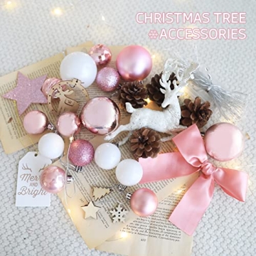 ANMINY 18" Small Christmas Tree with Ornaments & Lights