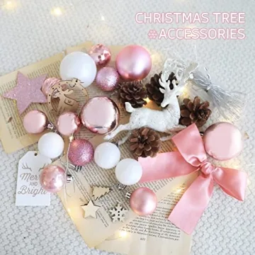 ANMINY 18" Small Christmas Tree with Ornaments & Lights