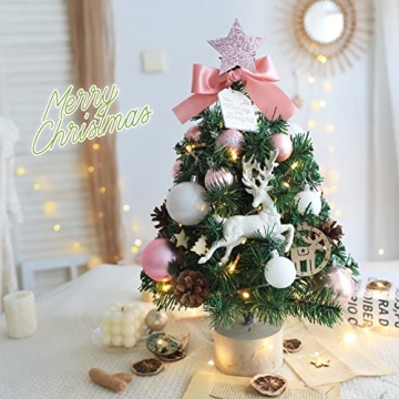 ANMINY 18" Small Christmas Tree with Ornaments & Lights