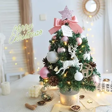 ANMINY 18" Small Christmas Tree with Ornaments & Lights