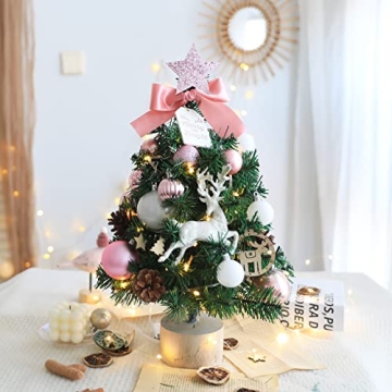 ANMINY 18" Small Christmas Tree with Ornaments & Lights