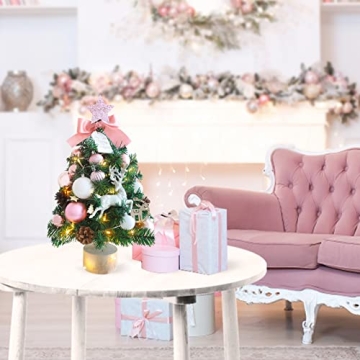 ANMINY 18" Small Christmas Tree with Ornaments & Lights