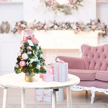 ANMINY 18" Small Christmas Tree with Ornaments & Lights