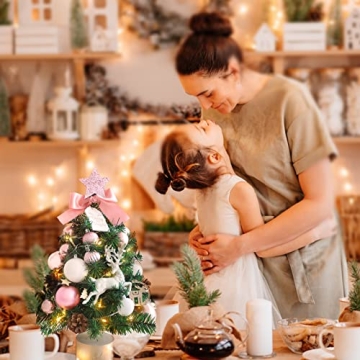 ANMINY 18" Small Christmas Tree with Ornaments & Lights