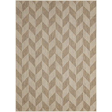 Nicole Miller New York Patio Country Calla Contemporary Herringbone Indoor/Outdoor Area Rug, Brown/B...