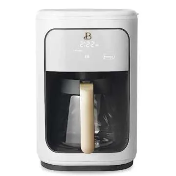 Beautiful 14 Cup Programmable Touchscreen Coffee Maker, White Icing by Drew Barrymore