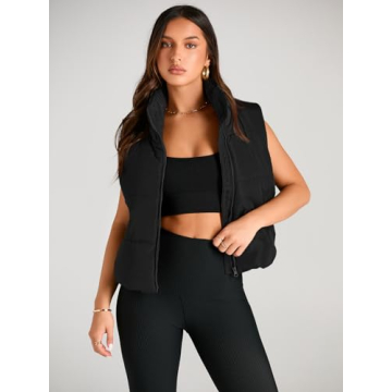 Warm Women's Cropped Puffer Vest with Pockets