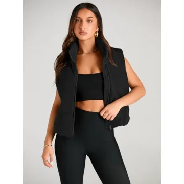 Warm Women's Cropped Puffer Vest with Pockets