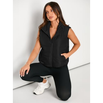 Warm Women's Cropped Puffer Vest with Pockets