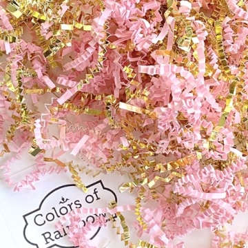 Colors of Rainbow - 3 oz - Gold & Pink - Mixed Color Shred Filler Crinkle Cut Paper for luxury Gift ...
