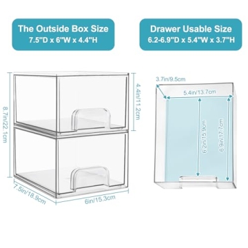 Vtopmart Clear Stackable Storage Drawers for Home Organization