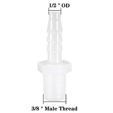ANPTGHT Hose Barb Fittings - Premium 1/2" x 3/8" NPT Connection, 5-pack