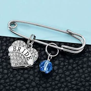 DYJELWD Wedding Gifts Bride Jewelry Something Blue, Mother of The Bride Pin, Bridesmaid Gifts Pin Stainless Steel 5cm (Bride)