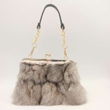 Luxurious Fashion Natural Fox Fur with Hair Handbag for Women and Ladies (White, Small) (White)