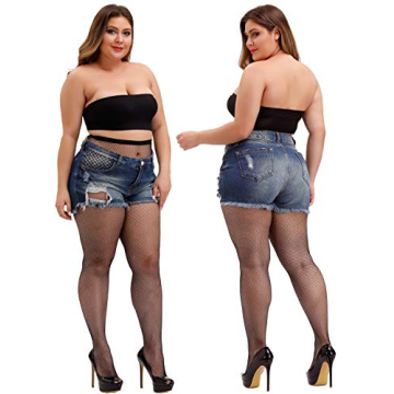 TGD Women's Fishnet Stockings Plus Size Thigh High Tights