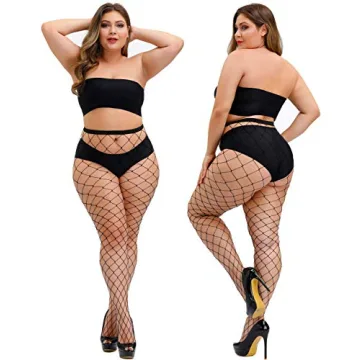 TGD Women's Fishnet Stockings Plus Size Thigh High Tights