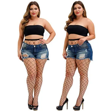 TGD Women's Fishnet Stockings Plus Size Thigh High Tights