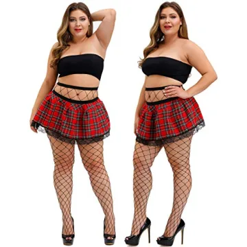 TGD Women's Fishnet Stockings Plus Size Thigh High Tights