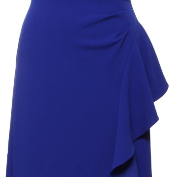 Alex Evenings Women's Long Cascade Ruffle Sleeveless Gown with Leg Slit, Mother of The Bride, Party Dress, Royal Square Neck