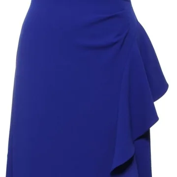 Alex Evenings Women's Long Cascade Ruffle Sleeveless Gown with Leg Slit, Mother of The Bride, Party Dress, Royal Square Neck