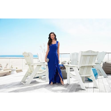 Alex Evenings Women's Long Cascade Ruffle Sleeveless Gown with Leg Slit, Mother of The Bride, Party Dress, Royal Square Neck