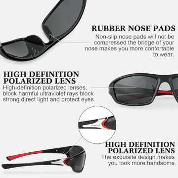 TOODOO Polarized Sunglasses with UV Protection - 4 Pairs for Men and Women