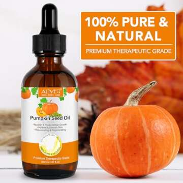 Pumpkin Seed Oil 2Fl Oz, Pure Cold Pressed Pumpkin Seed Oil for Dry Damaged Hair Growth, Moisturizin...