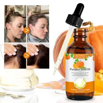Pumpkin Seed Oil 2Fl Oz, Pure Cold Pressed Pumpkin Seed Oil for Dry Damaged Hair Growth, Moisturizing Scalp, Nourishment for All Hair Types