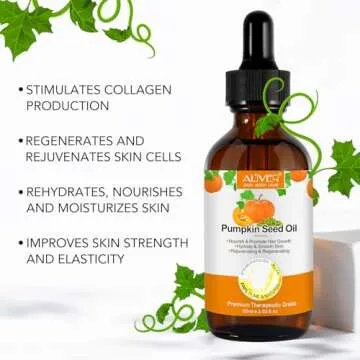 Pumpkin Seed Oil 2Fl Oz, Pure Cold Pressed Pumpkin Seed Oil for Dry Damaged Hair Growth, Moisturizing Scalp, Nourishment for All Hair Types