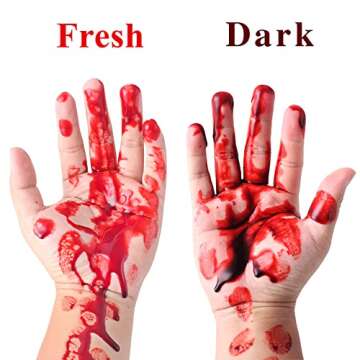 Go Ho Fake Blood Makeup (2 oz),Fake Blood Washable for Scar Wounds,Easy Dry Flow Fake Blood for Eyes Drips Nose Bleeds,Halloween Blood for Cosplay SFX Zombie Vampire Makeup,Fresh