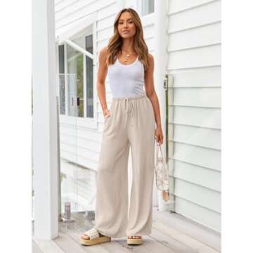 LILLUSORY Linen Wide Leg Pants Womens Palazzo Flowy Beach Vacation 2025 Summer Spring Outfits Clothe...