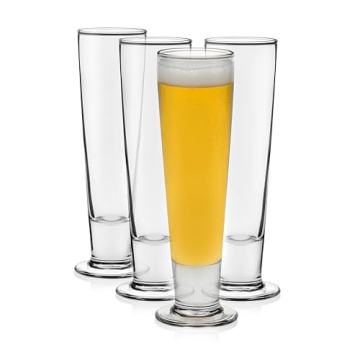 Libbey Stockholm Pilsner Beer Glasses Set of 4, 14.5oz, Tall Pint Glasses for Pilsner, Kolsch, Lager...