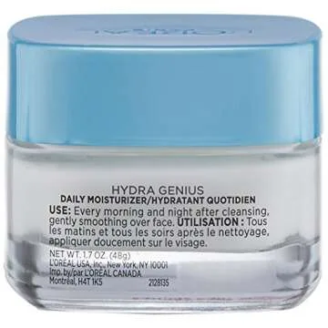 L'Oreal Paris Skincare Hydra Genius Daily Liquid Care Oil-Free Face Moisturizer for Extra Dry Skin, Hyaluronic Acid Moisturizer for Face with Aloe Water and Hyaluronic Acid, 3.04 fl. oz.