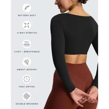 Aoxjox Long Sleeve Crop Top for Stylish Workouts