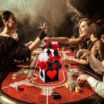 Zhanmai Casino Table Decorations 6 x 6 x 6 Inch Casino Poker Favor Goodie Boxes Supplies for Las Vegas Game Night Birthday Party Themed Centerpieces Decorations(8 Pcs)