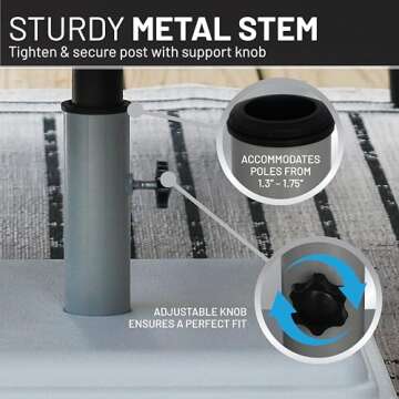 US Weight 40 Pound Umbrella Base - Weighted Umbrella base For Use With Patio Table – Heavy Duty Base- 4” Stem Accommodates 1”-1.5” Pole Sizes – White