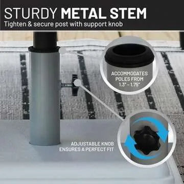 US Weight 40 Pound Umbrella Base - Weighted Umbrella base For Use With Patio Table – Heavy Duty Base- 4” Stem Accommodates 1”-1.5” Pole Sizes – White