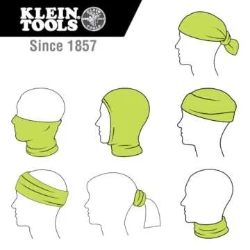Klein Tools 60465 Cooling Band for Neck and Face with Evaporative Performance Knit Fabric, Cools Instantly When Wet, UPF 50 Protection, Yellow