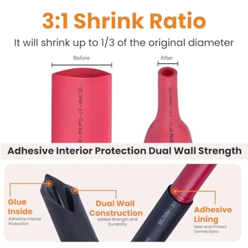 SELTERM Heavy Duty Battery Lugs Kit with Heat Shrink Tubing