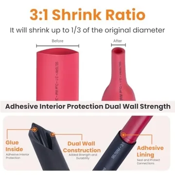 SELTERM Heavy Duty Battery Lugs Kit with Heat Shrink Tubing