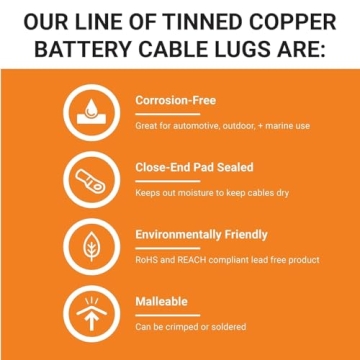 SELTERM Heavy Duty Battery Lugs Kit with Heat Shrink Tubing