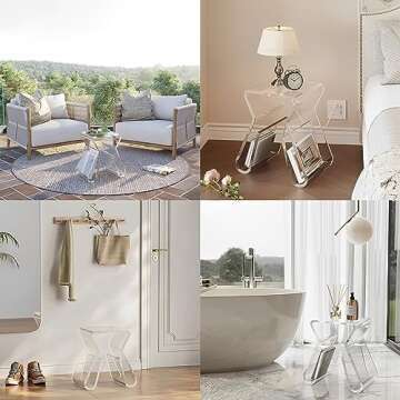 BTLSWI Acrylic Side Table, Acrylic Sofa Table Acrylic Nightstand with Storage Slots, Acrylic Clear End Table Stool for Living Room, Modern Clear Acrylic Coffee Table, 8.8" D x 11.6" W x 12.8" H