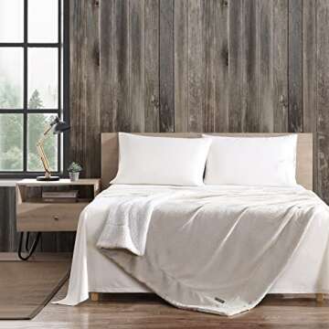 Eddie Bauer Twin Blanket – Cozy Soft Fleece Bedding with Sherpa Reverse in Oyster