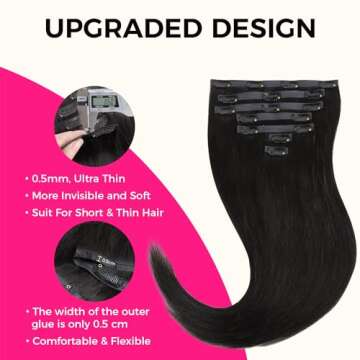 Lashey Seamless Clip In Human Hair Extensions for Women