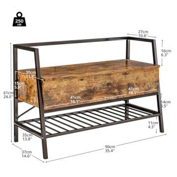 IRONCK Storage Bench with Lift Top for Organized Entryways