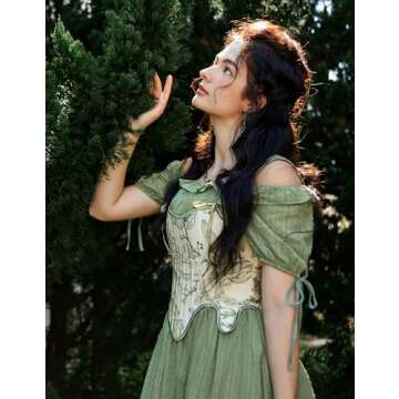 Scarlet Darkness Women Victorian Lace Up Corset Top Vintage Fishbone Floral Bodyshaper Bustier Green Floral Size 10