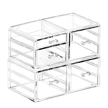 Cq Acrylic Clear Desk Organizer – Stackable 5 Drawer Set for All Your Essentials