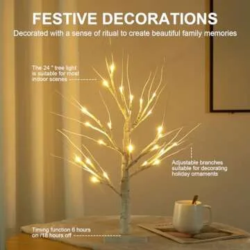 MEETYAMOR Birch Tree Light with 24 Warm LED Lights
