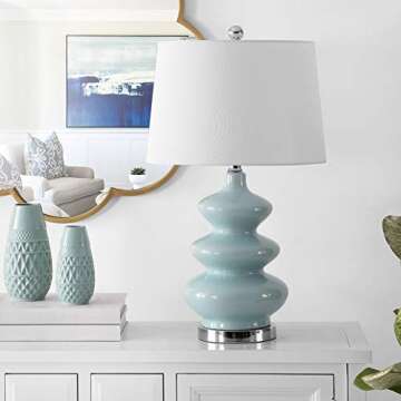 SAFAVIEH Lighting Collection Brielle Modern Contemporary Blue Mosaic 28-inch Bedroom Living Room Hom...